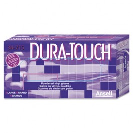 Dura-Touch PVC Powdered Gloves, Clear, Large, 100/Box