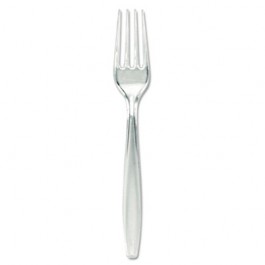 Plastic Cutlery, Forks, Polystyrene, Heavyweight, Clear