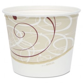 Grease Resistant Double Wrapped Paper Bucket, 83 oz, Beige/Red/White