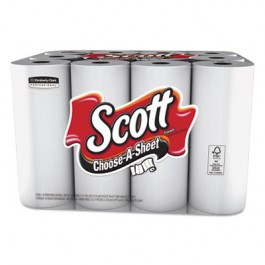 SCOTT Kitchen Roll Towels, 1-Ply, White, 85 Sheets/Roll