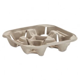 StrongHolder Molded Fiber Cup Tray, 8-22oz, Four Cups