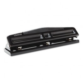 12-Sheet Deluxe Two- and Three-Hole Adjustable Punch, 9/32" Holes, Black