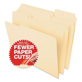 CutLess File Folders, 1/3 Cut Top Tab, Letter, Manila, 100/Box