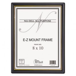EZ Mount Document Frame w/Accent, Plastic, 8 x 10, Black/Gold