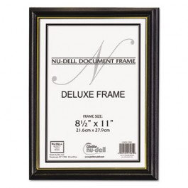 Deluxe Wood Document Frame, Plastic Face, 8-1/2 x 11, Black