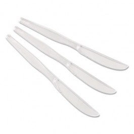 Heavyweight Polystyrene Cutlery, Knives, Clear