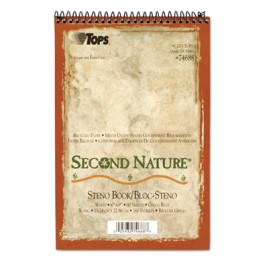 Second Nature Spiral Reporter/Steno Notebook, Gregg Rule, 6 x 9, WE, 80-Sheet