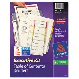 Ready Index Contents Dividers, 5-Tab, 1-5, Letter, Multicolor, Set of 5