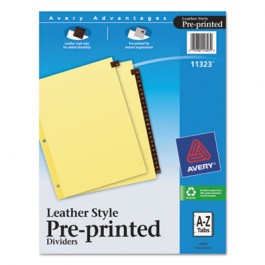 Clear Reinforced Preprinted Leather Tab Divider, 25-Tab, A-Z, Red, 25/Set