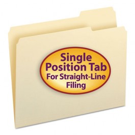 File Folders, 1/3 Cut Third Position, One-Ply Top Tab, Letter, Manila