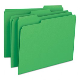 File Folders, 1/3 Cut Top Tab, Letter, Green, 100/Box