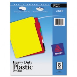 Plastic Index Dividers, White Self-Stick Labels, 8-Tab, Letter, 1 Set