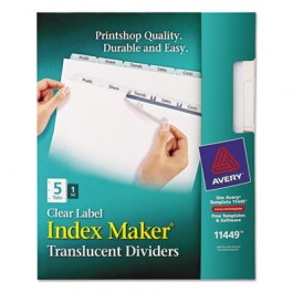 Index Maker Clear Label Punched Dividers, 5-Tab, Letter
