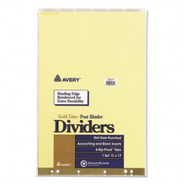 Post Binder Dividers, 6-Tab w/Inserts, 11 x 17, Clear, 6/Set