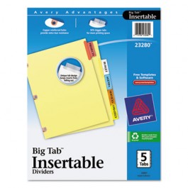 WorkSaver Big Tab Dividers w/CPR Holes, Five Multicolor Tabs, Letter, Buff