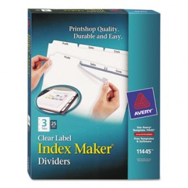 Index Maker Clear Label Dividers, 3-Tab, Letter, White, 25 Sets