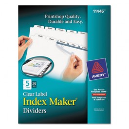 Index Maker Clear Label Dividers, 5-Tab, Letter, White, 25 Sets
