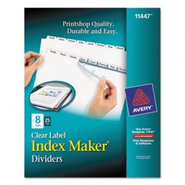 Index Maker Clear Label Dividers, 8-Tab, Letter, White, 25 Sets