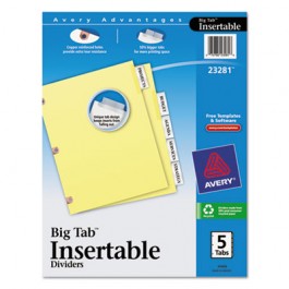 WorkSaver Big Tab Dividers w/CPR Holes, Clear Tabs, 5-Tab, Letter, Buff