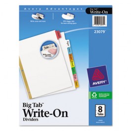 Big Tab Write-On Dividers w/Erasable Laminated Tabs, Clear
