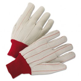1000 Series Canvas Gloves, White/Red, Large