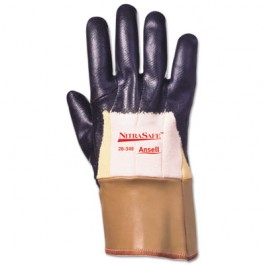 Nitrasafe Kevlar Work Gloves, Size 10, Kevlar/Nitrile/Jersey, Black/Brown