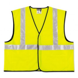 Class 2 Safety Vest, Lime Green w/Silver Stripe, Polyester, 4XL