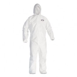 KLEENGUARD A20 Elastic Back and Cuff Hooded Coveralls, 4XL, White