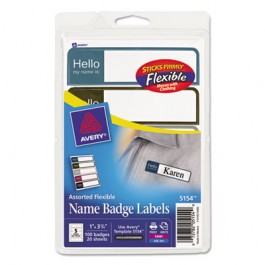 Hello Flexible Self-Adhesive Name Badge Labels, 1 x 3-3/4, Prof. Asst