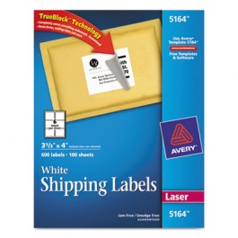 Shipping Labels with TrueBlock Technology, 3-1/3 x 4, White, 600/Box