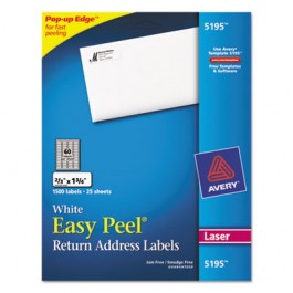 Easy Peel Laser Address Labels, 2/3 x 1-3/4, White, 1500/Pack