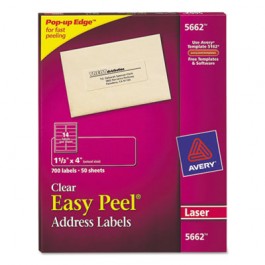 Easy Peel Laser Mailing Labels, 1-1/3 x 4, Clear