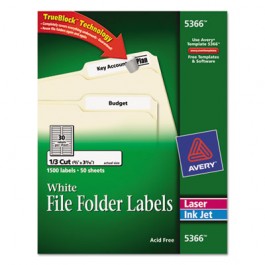 Permanent Self-Adhesive Laser/Inkjet File Folder Labels, White