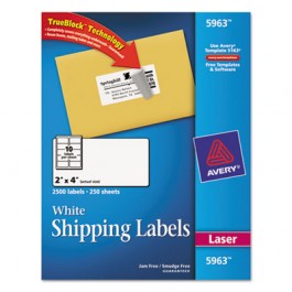 Shipping Labels with TrueBlock Technology, 2 x 4, White, 2500/Box