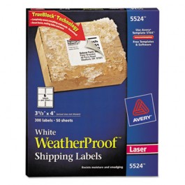White Weatherproof Laser Shipping Labels, 3-1/3 x 4