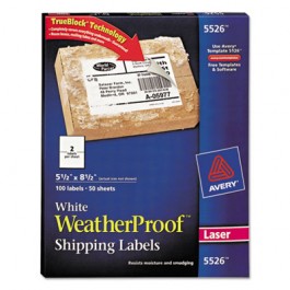 White Weatherproof Laser Shipping Labels, 5-1/2 x 8-1/2