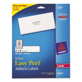 Easy Peel Laser Address Labels, 1 x 4, White, 500/Pack