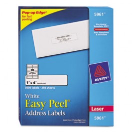 Easy Peel Laser Address Labels, 1 x 4, White, 5000/Box