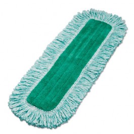 Microfiber Dry Mop, Nylon Backing, Green Fringe, 20"