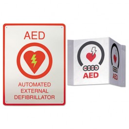 AED Wall Sign Package, 8 1/2 x 11, White/Red