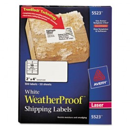 White Weatherproof Laser Shipping Labels, 2 x 4
