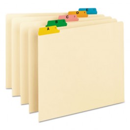 Recycled Top Tab File Guides, Alpha, 1/5 Tab, Manila/Poly, Letter, 25/Set