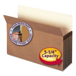 5 1/4 Inch Expansion File Pockets, Straight Tab, Legal, Manila/Redrope, 10/Box
