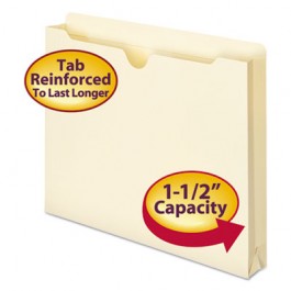 Double-Ply File Jacket, 1 1/2 Inch Expansion, Letter, 11 Point Manila, 50/Box