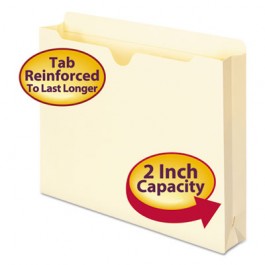 Double-Ply Top File Jackets, Two Inch Expansion, Letter, 11 Point Manila, 50/Box