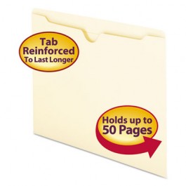 File Jackets with Double-Ply Tab, Letter, 11 Point Manila, 100/Box