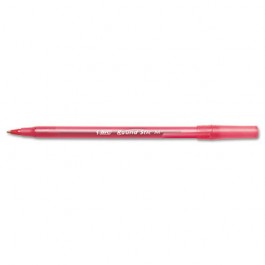 Round Stic Ballpoint Stick Pen, Red Ink, Medium