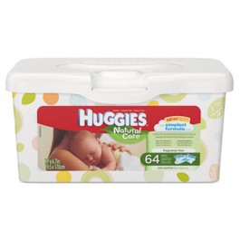 HUGGIES Natural Care Baby Wipes, Unscented, White, 64/Tub