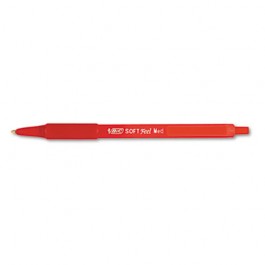Soft Feel Ballpoint Retractable Pen, Red Ink, Medium, Dozen