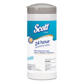 SCOTT Disinfectant Wipes, White, Unscented, 50/Canister